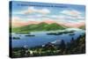 Lake George, New York - Narrows, Hundred Islands, Tongue Mountain View-Lantern Press-Stretched Canvas