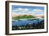 Lake George, New York - Narrows, Hundred Islands, Tongue Mountain View-Lantern Press-Framed Art Print