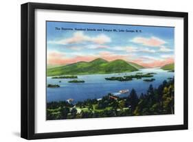 Lake George, New York - Narrows, Hundred Islands, Tongue Mountain View-Lantern Press-Framed Art Print