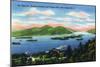 Lake George, New York - Narrows, Hundred Islands, Tongue Mountain View-Lantern Press-Mounted Art Print