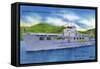 Lake George, New York - Steel Motor Vessel Ticonderoga on Lake-Lantern Press-Framed Stretched Canvas