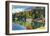 Lake George, New York - View of Paradise Bay and Black Mountain from Lake-Lantern Press-Framed Art Print