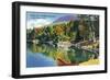 Lake George, New York - View of Paradise Bay and Black Mountain from Lake-Lantern Press-Framed Art Print