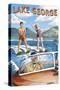 Lake George, New York - Waterskiers and Boat-Lantern Press-Stretched Canvas