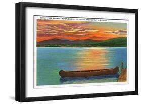 Lake George, NY - Assembly Point Sunset View of Diamond Island, Prospect Mt-Lantern Press-Framed Art Print