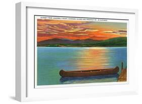 Lake George, NY - Assembly Point Sunset View of Diamond Island, Prospect Mt-Lantern Press-Framed Art Print