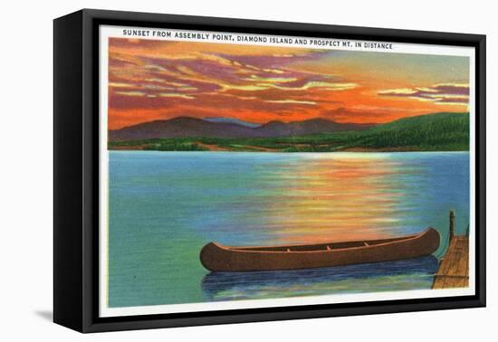 Lake George, NY - Assembly Point Sunset View of Diamond Island, Prospect Mt-Lantern Press-Framed Stretched Canvas