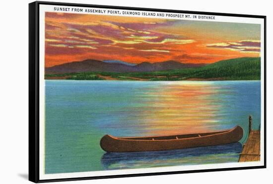 Lake George, NY - Assembly Point Sunset View of Diamond Island, Prospect Mt-Lantern Press-Framed Stretched Canvas