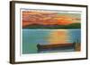 Lake George, NY - Assembly Point Sunset View of Diamond Island, Prospect Mt-Lantern Press-Framed Art Print