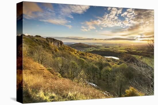 Lake Gormire and The Vale of York from Whitestone Cliffe, along The Cleveland Way, North Yorkshire,-John Potter-Stretched Canvas