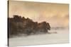 Lake Hamilton, Autumn Fog at Dawn, Hot Springs, Arkansas, USA-Walter Bibikow-Stretched Canvas