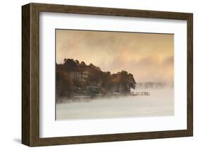 Lake Hamilton, Autumn Fog at Dawn, Hot Springs, Arkansas, USA-Walter Bibikow-Framed Photographic Print