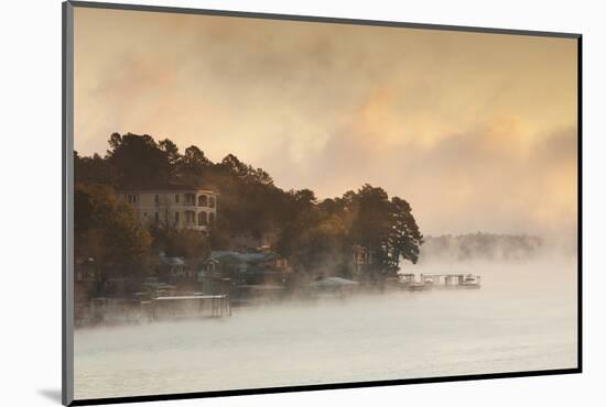 Lake Hamilton, Autumn Fog at Dawn, Hot Springs, Arkansas, USA-Walter Bibikow-Mounted Photographic Print