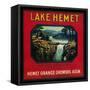 Lake Hemet Orange Label - Hemet, CA-Lantern Press-Framed Stretched Canvas