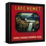 Lake Hemet Orange Label - Hemet, CA-Lantern Press-Framed Stretched Canvas
