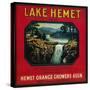 Lake Hemet Orange Label - Hemet, CA-Lantern Press-Stretched Canvas