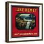 Lake Hemet Orange Label - Hemet, CA-Lantern Press-Framed Art Print