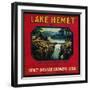 Lake Hemet Orange Label - Hemet, CA-Lantern Press-Framed Art Print