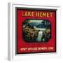 Lake Hemet Orange Label - Hemet, CA-Lantern Press-Framed Art Print