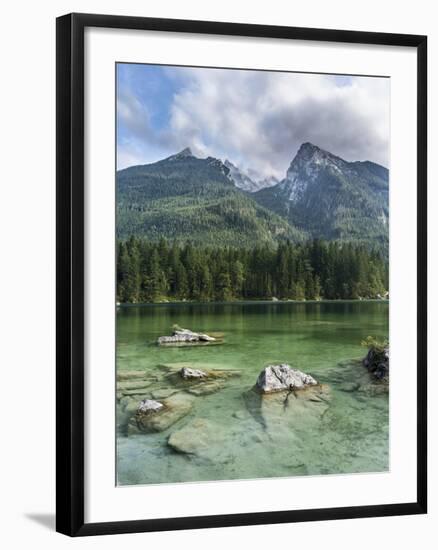 Lake Hintersee with Mt. Hochkalter, Berchtesgaden, Bavaria, Germany.-Martin Zwick-Framed Photographic Print