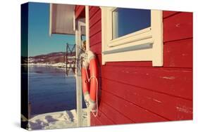 Lake House in Winter-Kali Wilson-Stretched Canvas