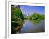 Lake in Central Park in Spring with New York City skyline in background, New York-null-Framed Photographic Print