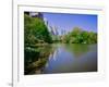 Lake in Central Park in Spring with New York City skyline in background, New York-null-Framed Photographic Print