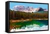 Lake in Dolomites-Jorg Hackemann-Framed Stretched Canvas