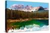 Lake in Dolomites-Jorg Hackemann-Stretched Canvas