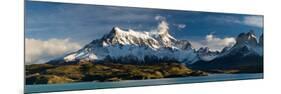 Lake in Front of Mountains, Lake Pehoe, Cuernos Del Paine, Paine Grande, Torres Del Paine Nation...-null-Mounted Photographic Print