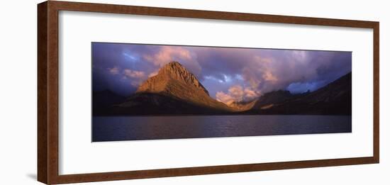 Lake in front of mountains, Swiftcurrent Lake, US Glacier National Park, Montana, USA-Panoramic Images-Framed Photographic Print