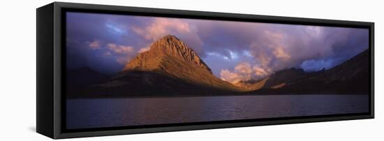 Lake in front of mountains, Swiftcurrent Lake, US Glacier National Park, Montana, USA-Panoramic Images-Framed Stretched Canvas