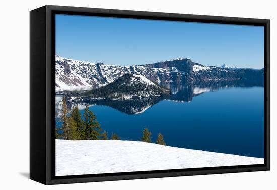 Lake in Winter, Crater Lake, Crater Lake National Park, Oregon, USA-null-Framed Stretched Canvas