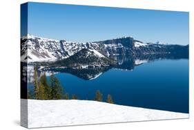 Lake in Winter, Crater Lake, Crater Lake National Park, Oregon, USA-null-Stretched Canvas