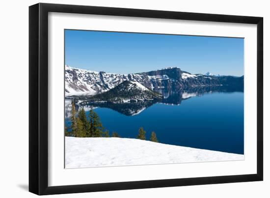 Lake in Winter, Crater Lake, Crater Lake National Park, Oregon, USA-null-Framed Photographic Print