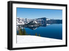Lake in Winter, Crater Lake, Crater Lake National Park, Oregon, USA-null-Framed Photographic Print