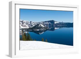 Lake in Winter, Crater Lake, Crater Lake National Park, Oregon, USA-null-Framed Photographic Print