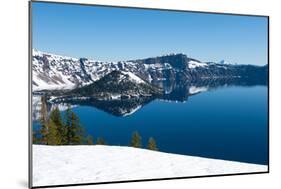 Lake in Winter, Crater Lake, Crater Lake National Park, Oregon, USA-null-Mounted Photographic Print