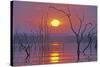 Lake Kariba Sunset over Drowned Trees-null-Stretched Canvas