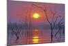 Lake Kariba Sunset over Drowned Trees-null-Mounted Photographic Print