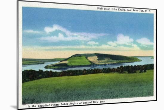 Lake Keuka, New York - View of Bluff Point near Penn Yan-Lantern Press-Mounted Art Print