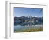 Lake Kochelsee at village Kochel am See during winter, Bavarian Alps. Mt. Herzogstand, Germany-Martin Zwick-Framed Photographic Print