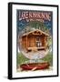 Lake Koshkonong, Wisconsin - Cabin in Woods-Lantern Press-Framed Art Print