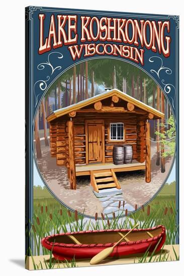 Lake Koshkonong, Wisconsin - Cabin in Woods-Lantern Press-Stretched Canvas
