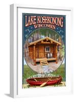 Lake Koshkonong, Wisconsin - Cabin in Woods-Lantern Press-Framed Art Print