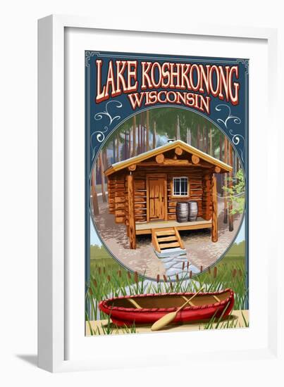 Lake Koshkonong, Wisconsin - Cabin in Woods-Lantern Press-Framed Art Print