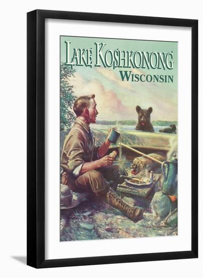 Lake Koshkonong, Wisconsin - Camping Scene-Lantern Press-Framed Art Print