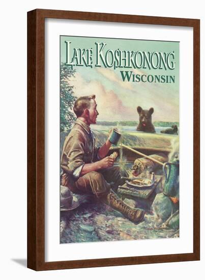 Lake Koshkonong, Wisconsin - Camping Scene-Lantern Press-Framed Art Print