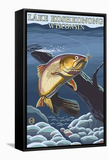 Lake Koshkonong, Wisconsin - Cutthroat Trout-Lantern Press-Framed Stretched Canvas