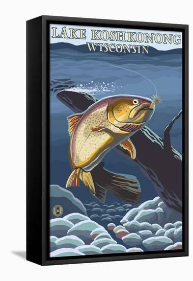 Lake Koshkonong, Wisconsin - Cutthroat Trout-Lantern Press-Framed Stretched Canvas